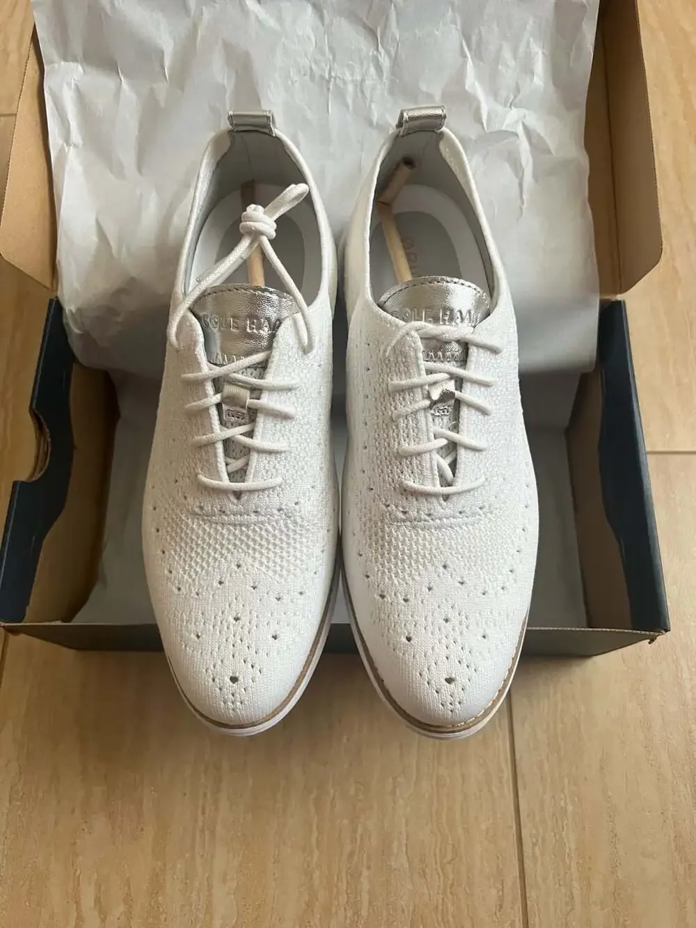 Cole Haan Women's ØriginalGrand Stitchlite Wingtip Shoes Optic White Size 8.5W